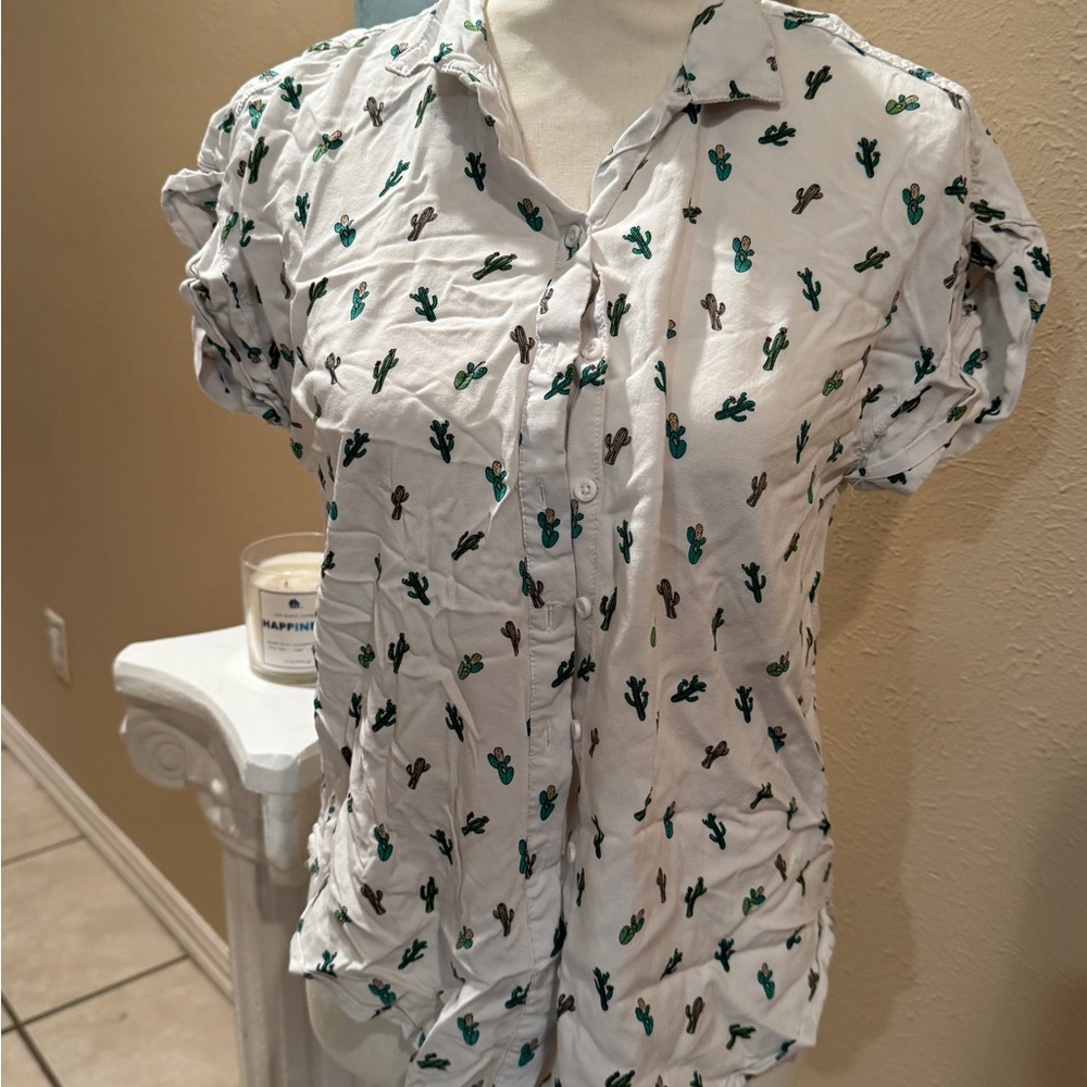 Cactus Patterned Button Down Shirt